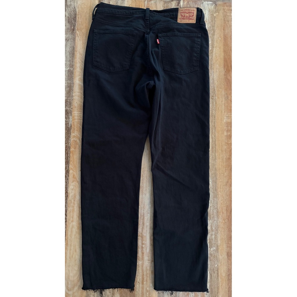 Levis 501 Original Fit Black Straight Leg Jeans Raw Hem Button Fly W31 L30 - Picture 9 of 14